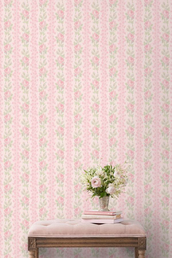 loveshackfancy Strawberry Macaroon Peel + Stick Wallpaper