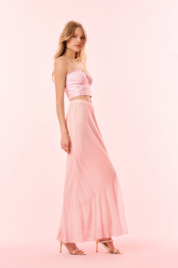 Loveshackfancy Tesleigh Chiffon Polkadot Maxi Skirt