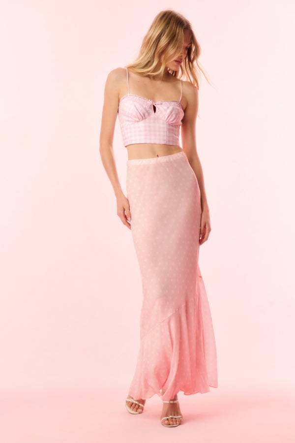 loveshackfancy Tesleigh Chiffon Polkadot Maxi Skirt