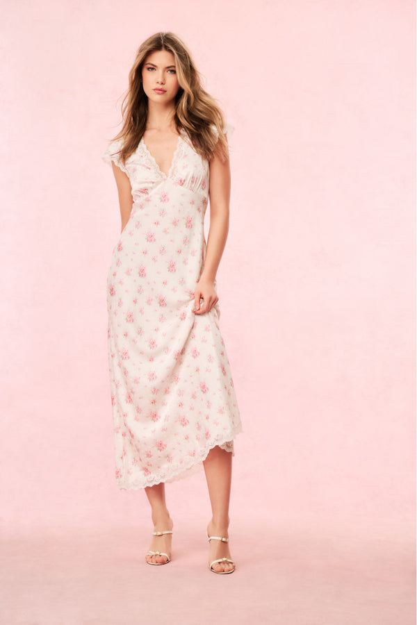 loveshackfancy Theodore Silk-Blend Floral Maxi Dress