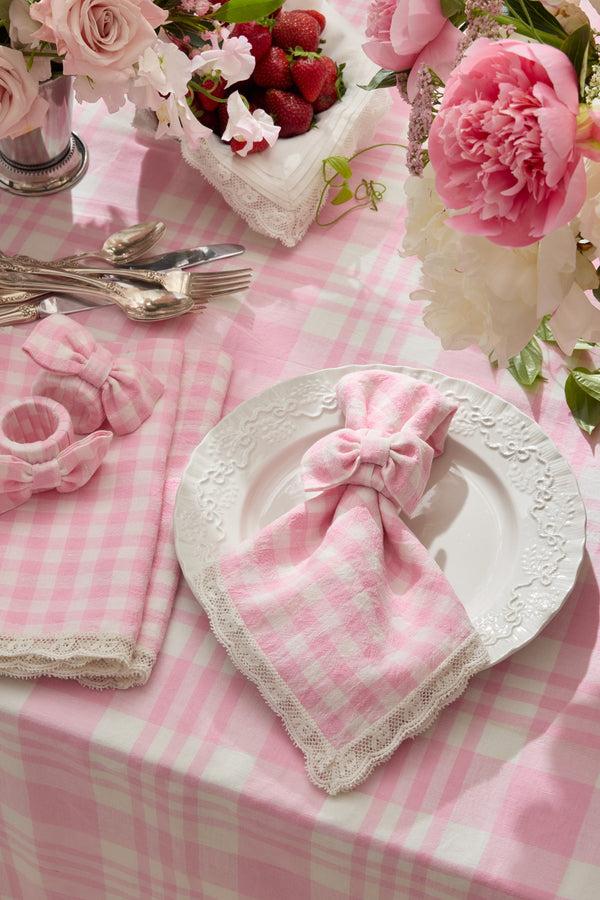 Loveshackfancy Yarn Dye Gingham Bow Napkin Rings - Set Of 4