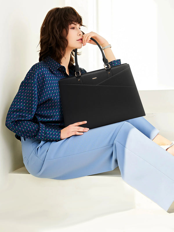 Lovevook 2Pcs Leather Office Laptop Tote Bag 15.6" 17.3"