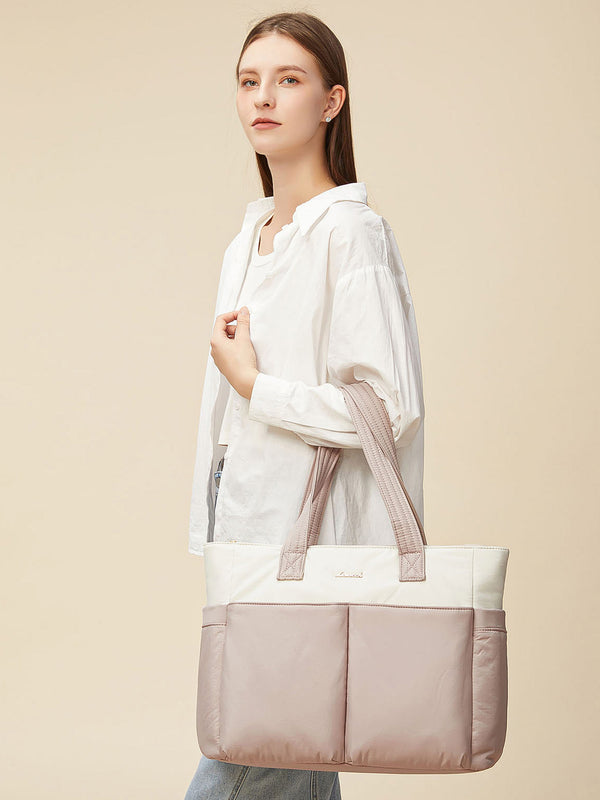 Lovevook 2Pcs Multi-pocket Puffer Tote Bag 15.6" 17.3"