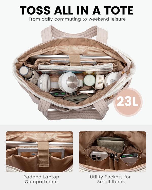 Lovevook 2Pcs Multi-pocket Puffer Tote Bag 15.6" 17.3"