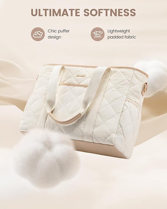Lovevook 2Pcs Quilted Puffer Laptop Handbag 15.6" 17"