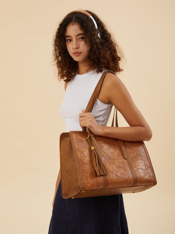 lovevook 2Pcs Vintage Leather Laptop Tote 15.6" 17.3"