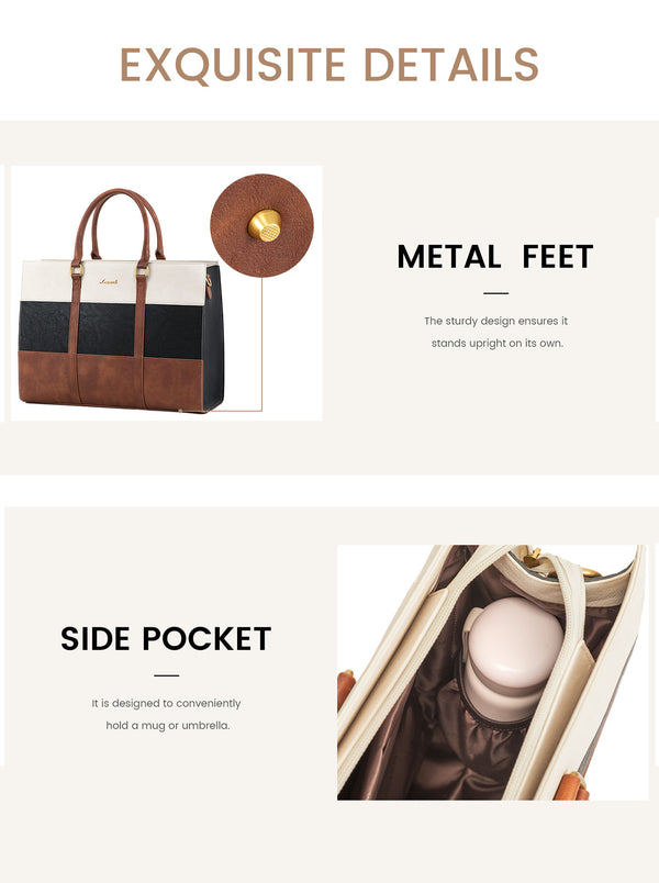 Lovevook 2Pcs Elegant Colorblock Tote Bag 15.6"