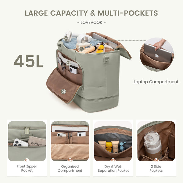 Lovevook 2Pcs Large Capacity Duffle Bag 45L
