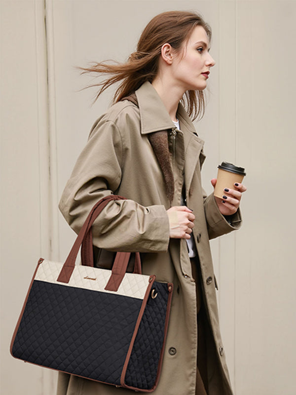 Lovevook 2Pcs Quilted Work Tote Bag 15.6" 17.3"