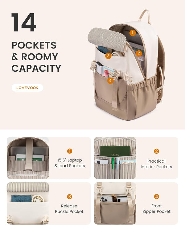 Lovevook 2Pcs Travel College Bookbag 15.6" 5009