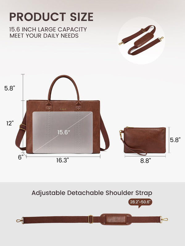 Lovevook 2Pcs Vintage Leather Laptop Bag 15.6" 17.3"