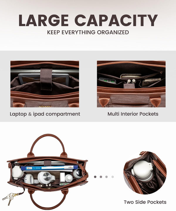 Lovevook 2Pcs Vintage Leather Laptop Bag 15.6" 17.3"