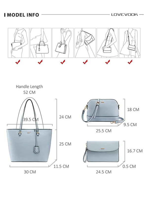 Lovevook 3Pcs Fashion Tote Bag