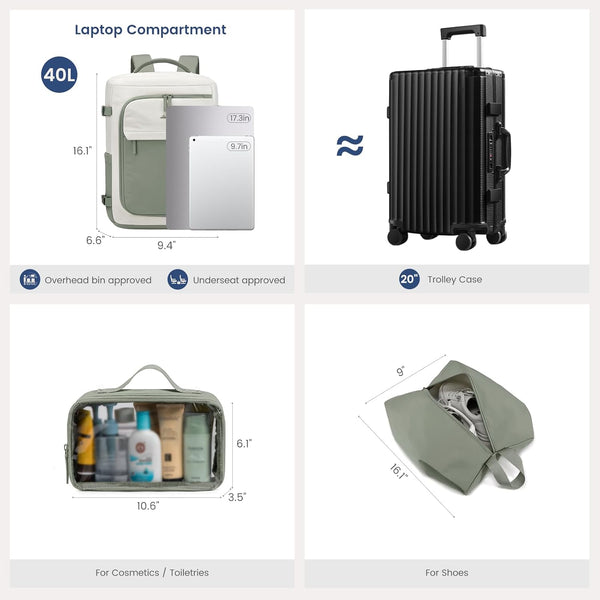 Lovevook 3Pcs Rucksack Travel Backpack 40L 50L