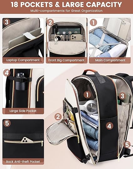 Lovevook 4Pcs Large Travel Backpack 17.3 " 18.5 "