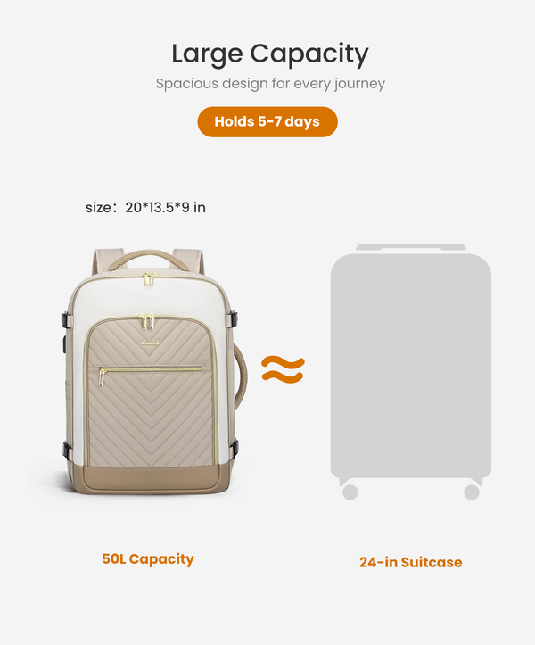 Lovevook 4Pcs Large Travel Backpack 40L/50L