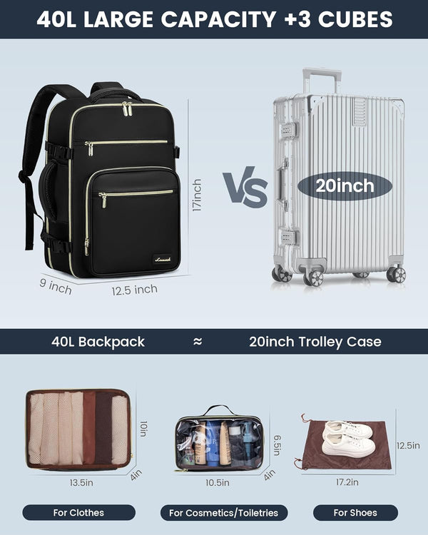 Lovevook 4Pcs Plain Color Travel Backpack 40L/50L