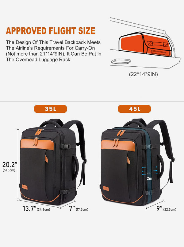 Lovevook 5Pcs Carry On Travel Backpack 40L/45L