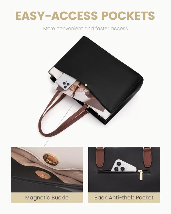 Lovevook Leather Laptop Tote Bag 15.6" 17.3"