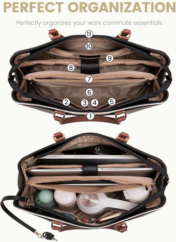 Lovevook Leather Laptop Tote Bag 15.6" 17.3"