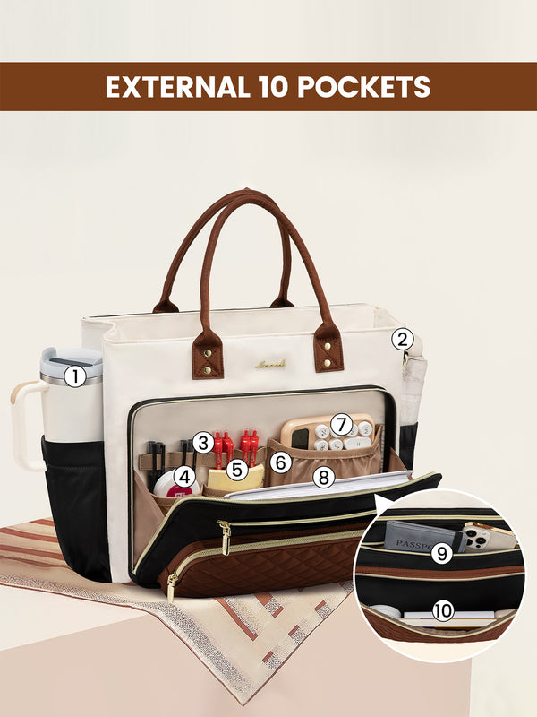 Lovevook Multi-Pocket Laptop Tote Bag 15.6" 17.3"