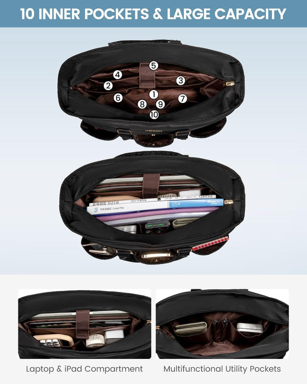 Lovevook Multi-Pocket Laptop Tote Bag 15.6" 17.3"