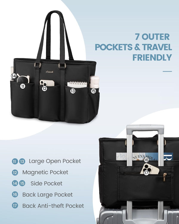 Lovevook Multi-Pocket Laptop Tote Bag 15.6" 17.3"