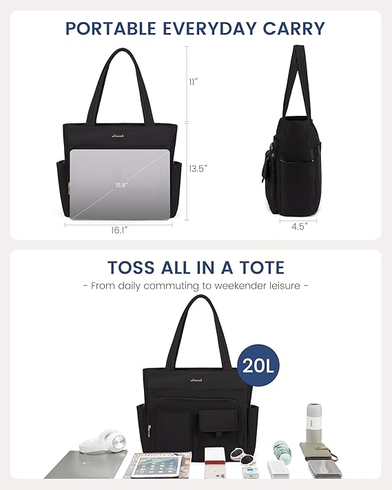 Lovevook Multiple Pocket Laptop Tote Bag 15.6"