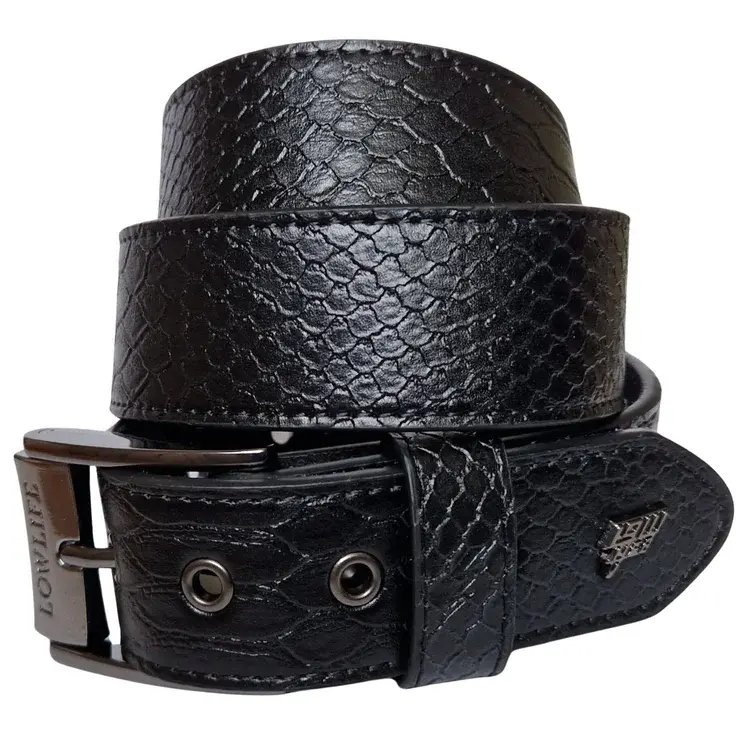 lowlife of london Adder Leather Belt in Black Snakeskin