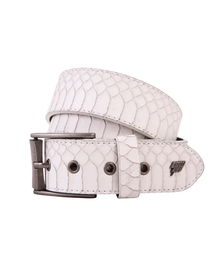 lowlife of london Adder Leather Belt in White Snakeskin