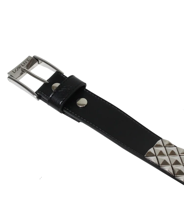 Lowlife Of London Armor Leather Belt In Black And Silver