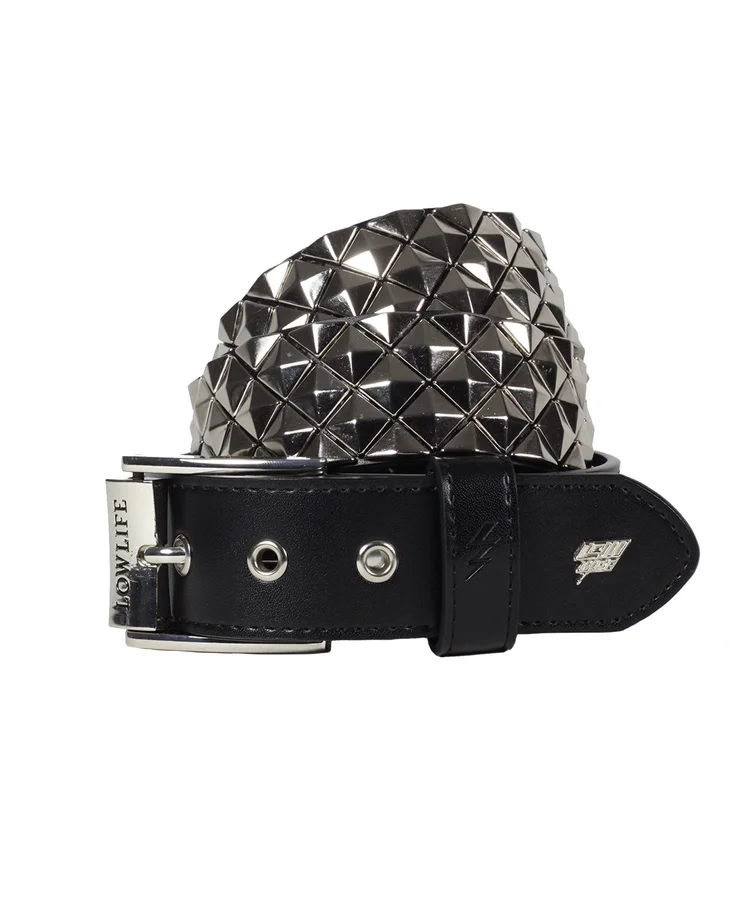 lowlife of london Armor Leather Belt in Black and Silver