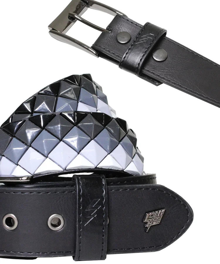 Lowlife Of London Armor Leather Belt In Black And White