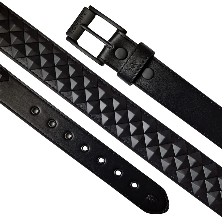 Lowlife Of London Armored Leather Belt In Matt Black