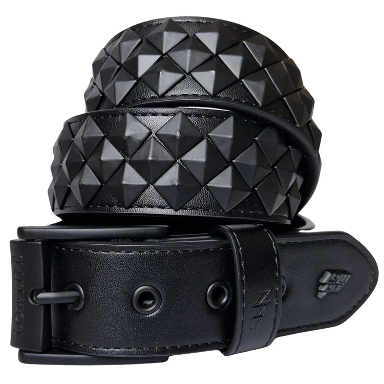 lowlife of london Armored Leather Belt in Matt Black