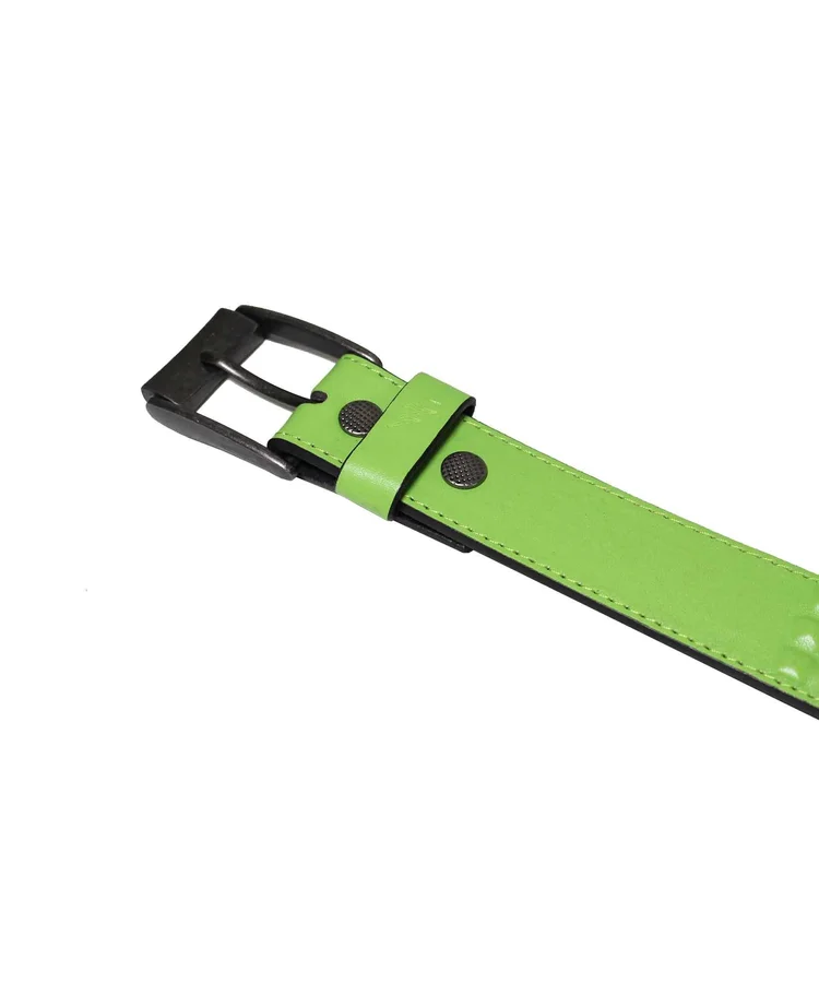 Lowlife Of London Cover Up Leather Belt In Neon Green