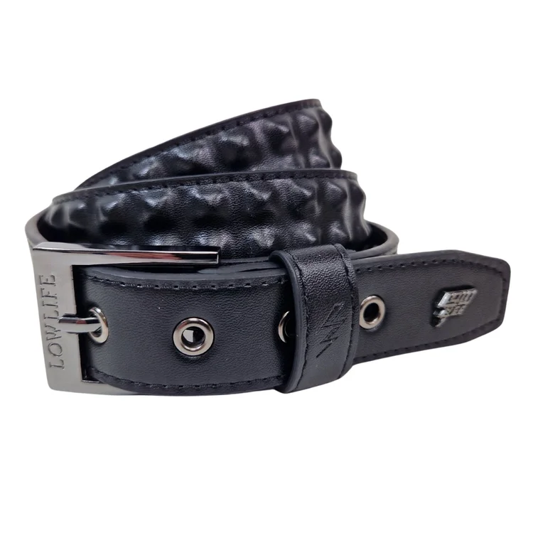 lowlife of london Cover Up Slim Leather Belt in Black