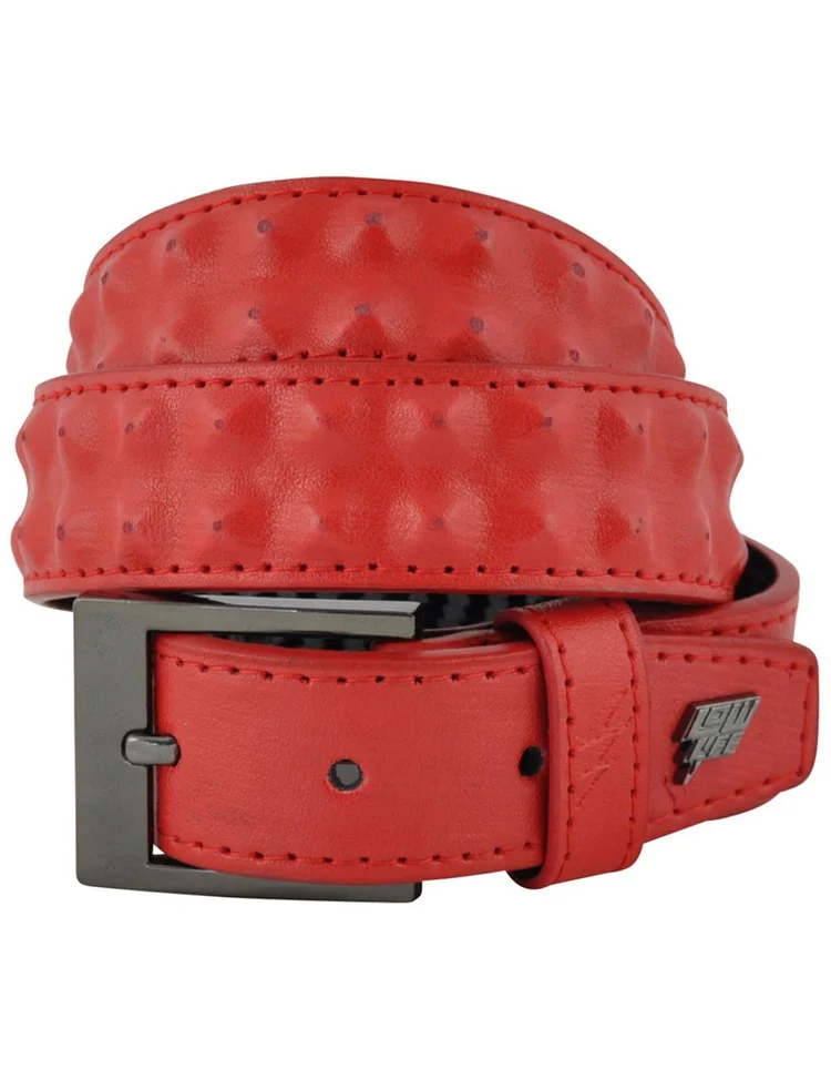 lowlife of london Cover Up Slim Leather Belt in Red