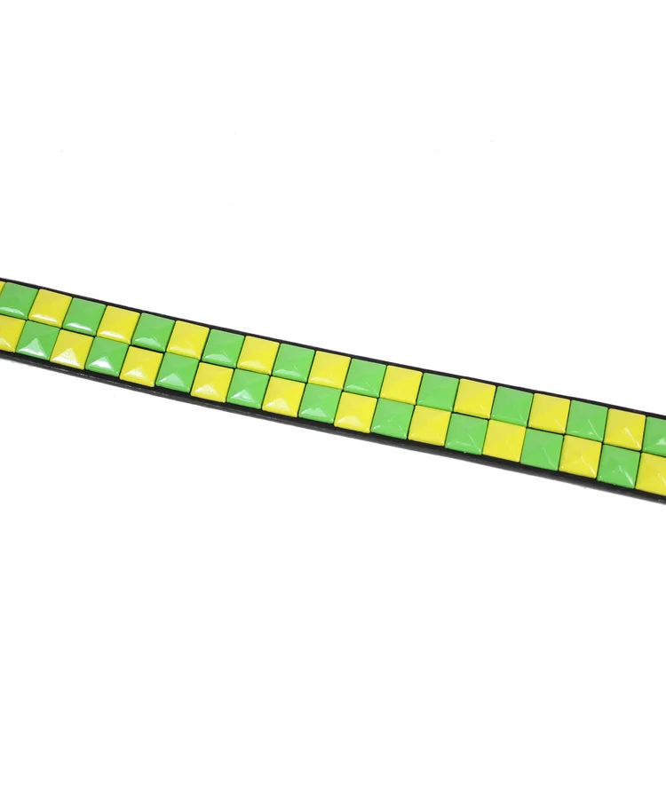 Lowlife Of London Dub Leather Belt In Black Green And Yellow