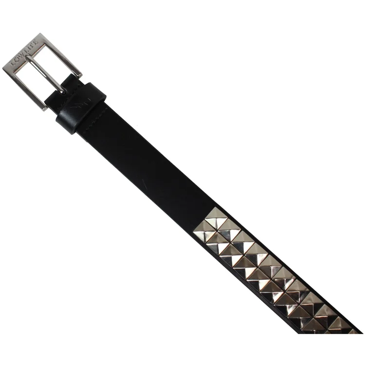 Lowlife Of London Dub Studded Leather Belt In Black Silver