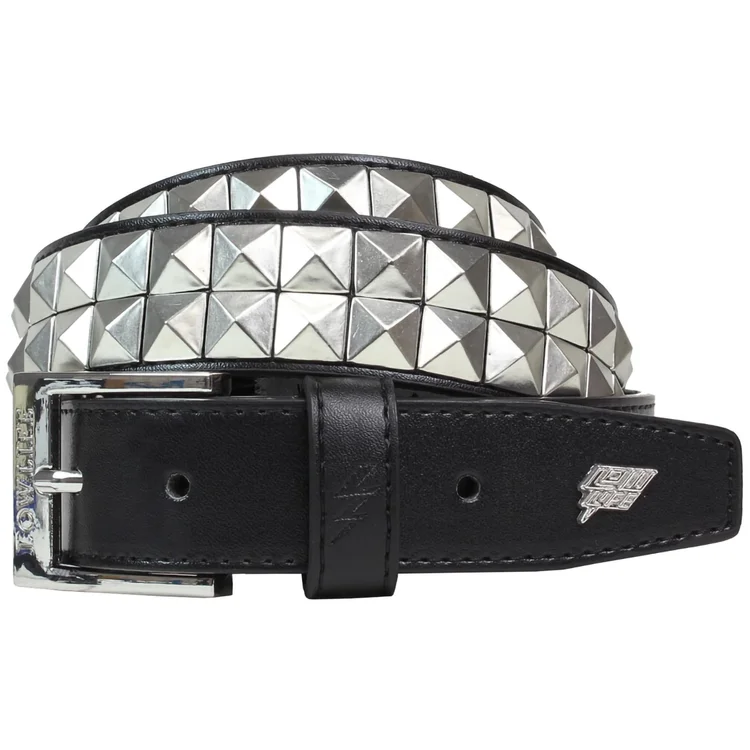 lowlife of london Dub Studded Leather Belt in Black Silver