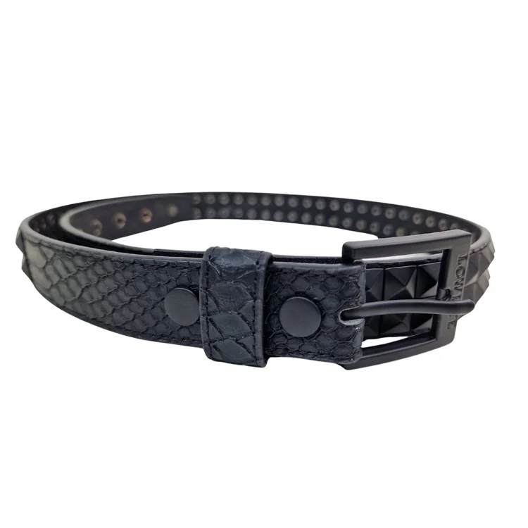 Lowlife Of London Dub Studded Leather Belt In Black Snakeskin