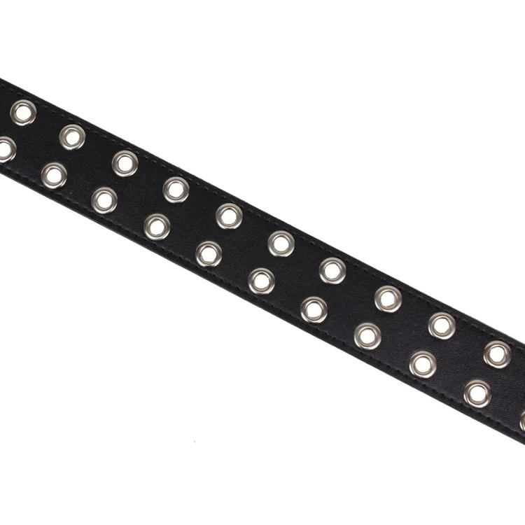 Lowlife Of London Duplici Vegan Double Eyelet Faux Leather Belt In Black & Silver