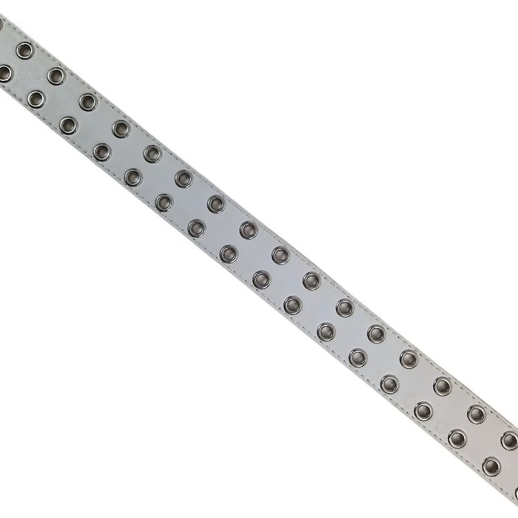 Lowlife Of London Duplici Vegan Double Eyelet Faux Leather Belt In White & Silver