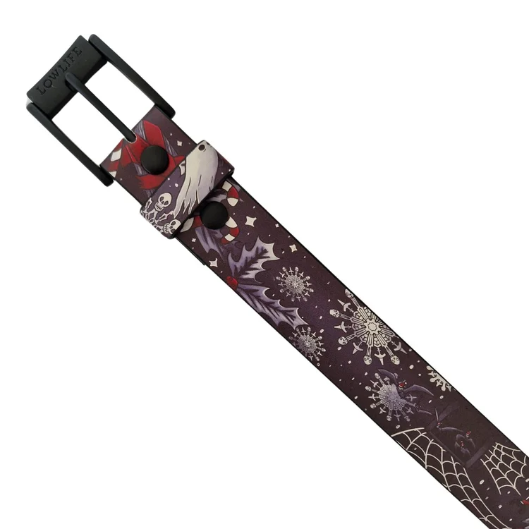 Lowlife Of London Festive Fright James Maw Faux Leather Belt In Black And Red