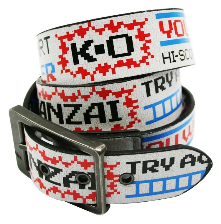 lowlife of london Game Over Leather Belt in Cracked White