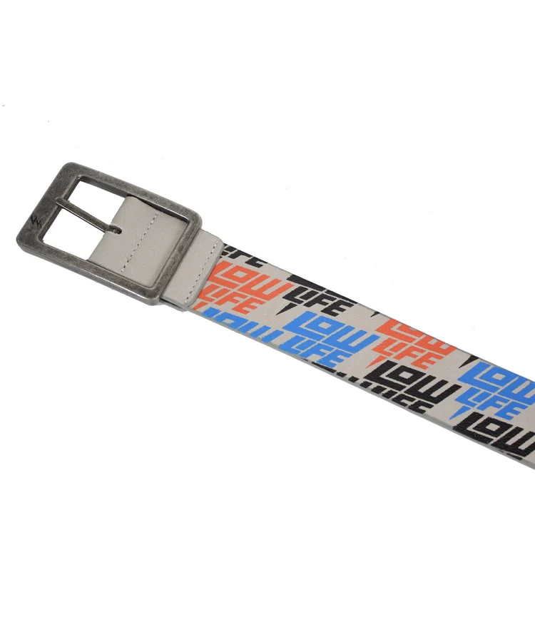 Lowlife Of London Jigsaw Leather Belt In Dirty White