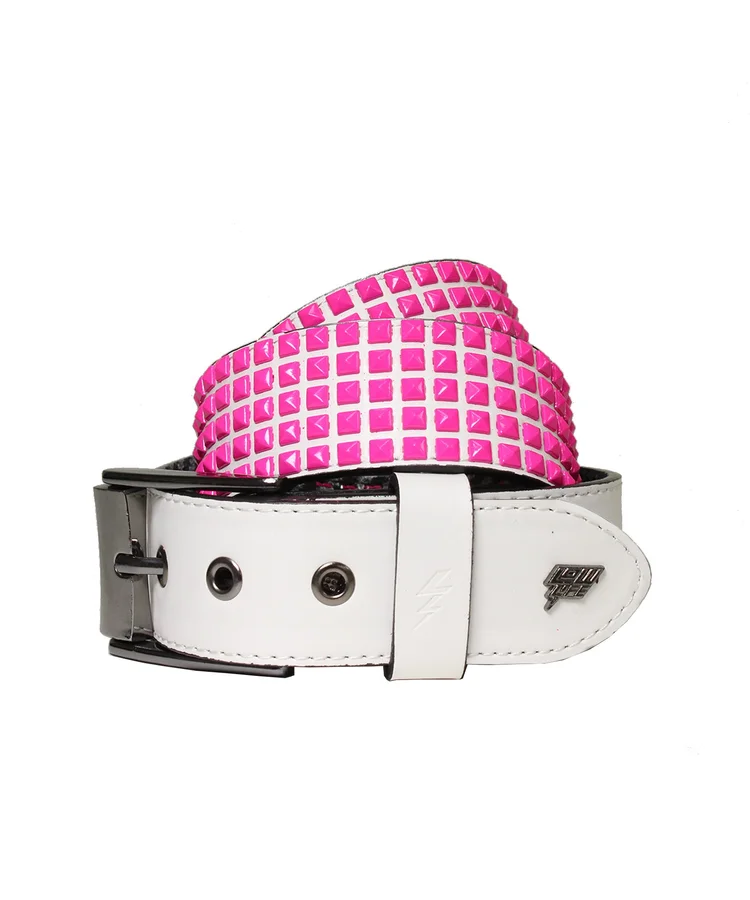 lowlife of london Devoid Leather Belt in White