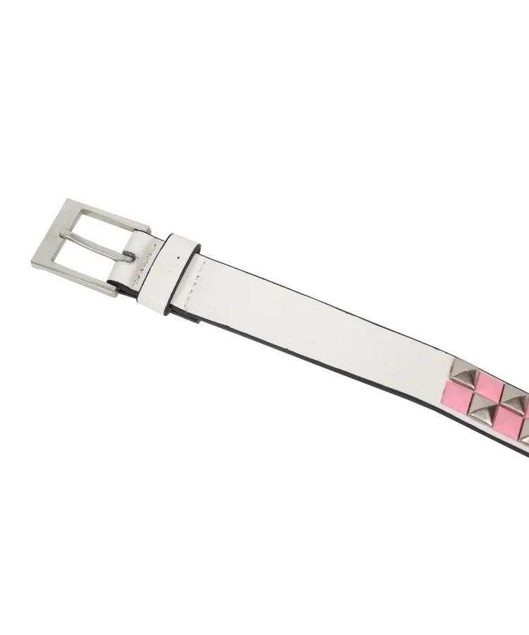Lowlife Of London Dub Leather Belt In White Pink