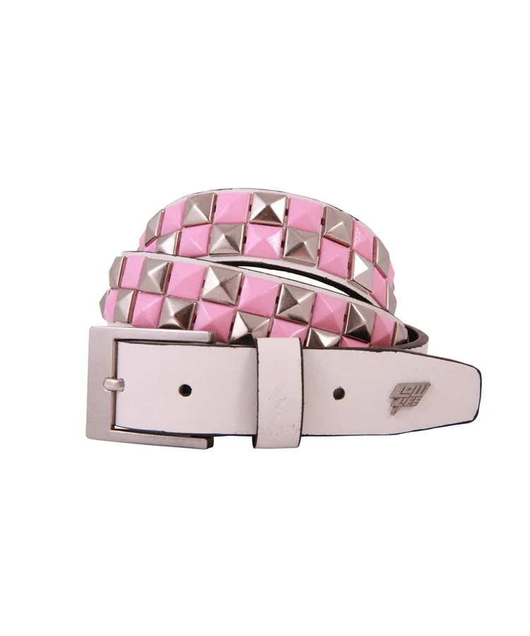 lowlife of london Dub Leather Belt in White Pink